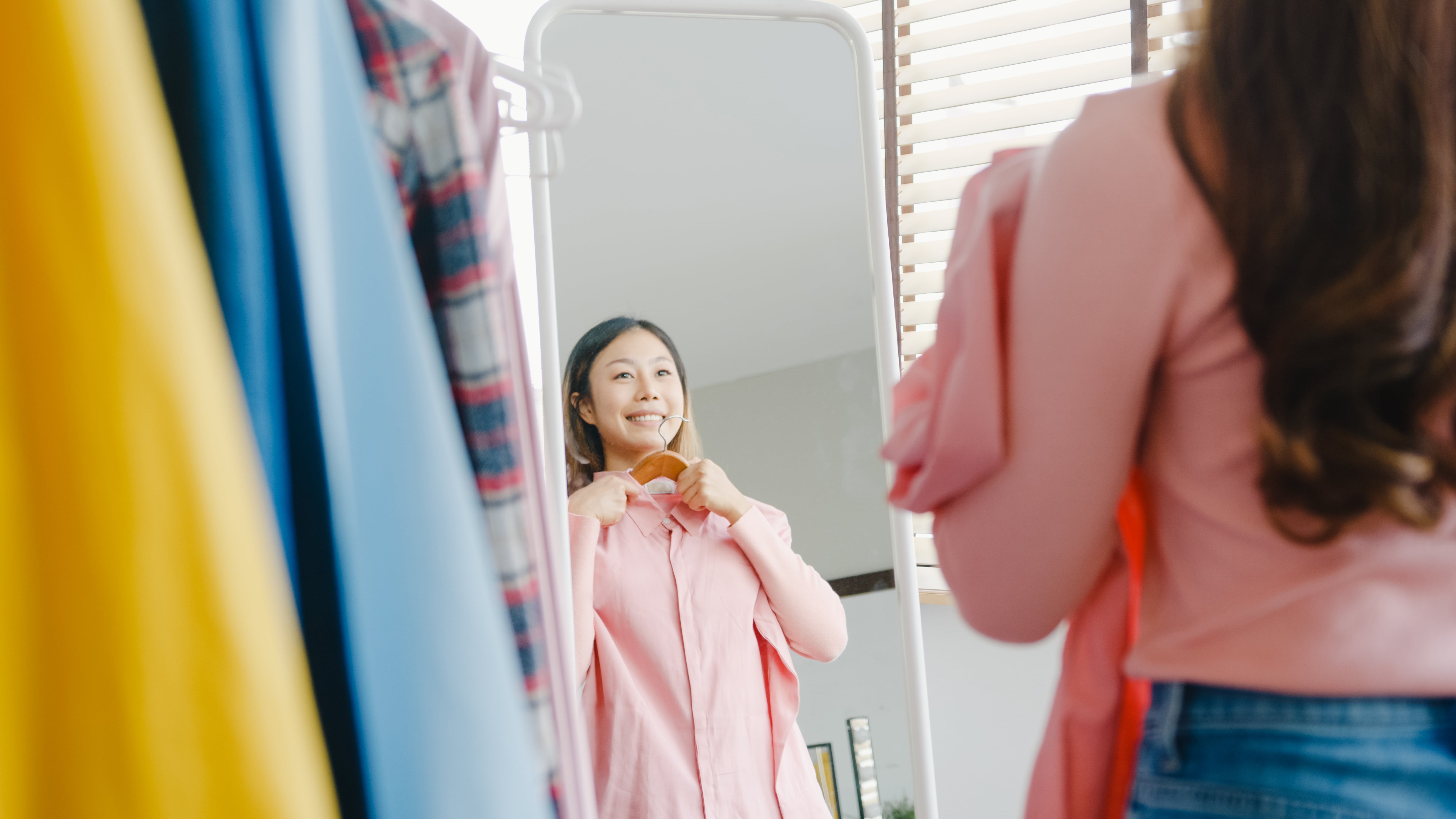 Mom preparing dress before returning to work